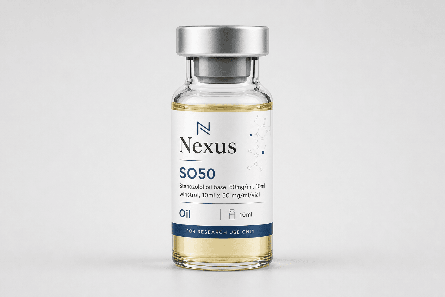 Stanozolol oil base, 50mg/ml, 10ml product visual